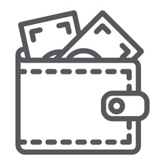 Wallet line icon, finance and cash, purse sign, vector graphics, a linear pattern on a white background.