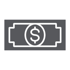 Banknote glyph icon, finance and money, cash sign, vector graphics, a solid pattern on a white background.