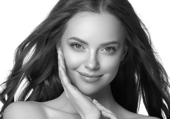 Naklejka premium Monochrome beauty woman face closeup 