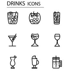 Drinks icons set.For different design .Outline