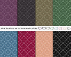 Arri&egrave;re-plan compos&eacute; de motifs r&eacute;p&eacute;t&eacute;s type asiatique - Motif s&eacute;par&eacute; pour utilisation ais&eacute;e sous Illustrator