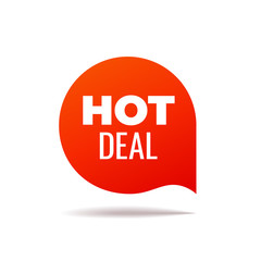 Red Vector Banner speech bubble on white background, hot deal