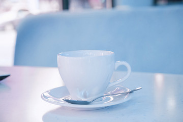 Cup on the table in cafe
