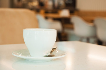 Cup on the table in cafe