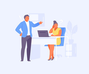 Boss reprimands employee vector