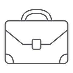 Briefcase thin line icon, baggage and bag, portfolio sign, vector graphics, a linear pattern on a white background.