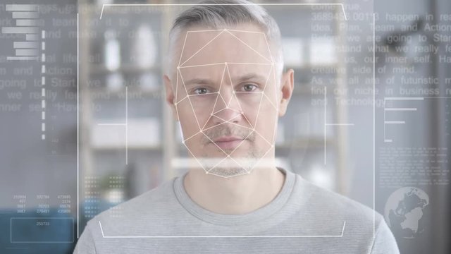 Face Recognition, Security Check of Middle Aged Man