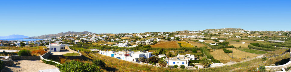 Fototapeta na wymiar panoramic view of the island of Mykonos (Greece) in the Cyclades in the heart of the Aegean Sea