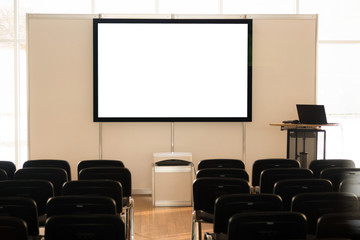 Empty screen in conference room, meeting room, boardroom, Classroom, Office