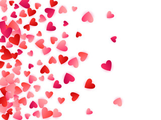 Red flying hearts bright love passion vector background.