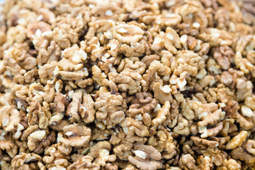 Walnuts sold in fruit ant vegetable market. Walnuts Help Lower Cholesterol. Good grains eat healthy