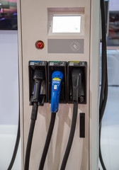 Electric vehicle EV charging station. Power supply for electric car charging