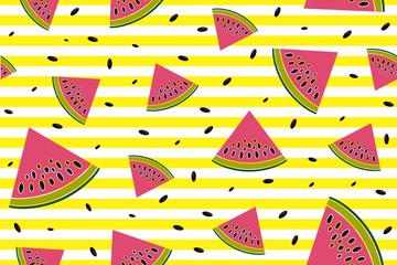 Juicy background of watermelons. Seamless texture of summer theme