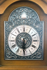 The dial of the old vintage wall clock, retro toned