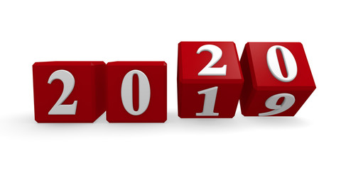 New Year 2020 concept 3d image on a white background
