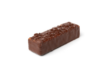 Chocolate waffles with nuts  isolated on white background.