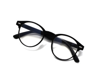 Black of vintage glasses isolated on white background