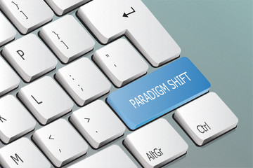 paradigm shift written on the keyboard button - obrazy, fototapety, plakaty