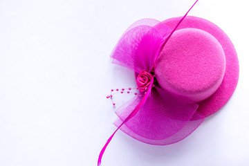 hat pink flower on white background