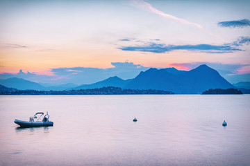 Fototapeta na wymiar Isola Superiore island on Maggiore Lake, Lombardy, Northern Italy