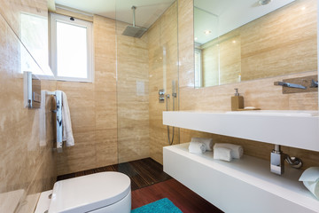 Stylish bath shower rooms in contemporary decor.