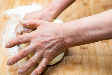 preparation of the dough to make the gnocchi