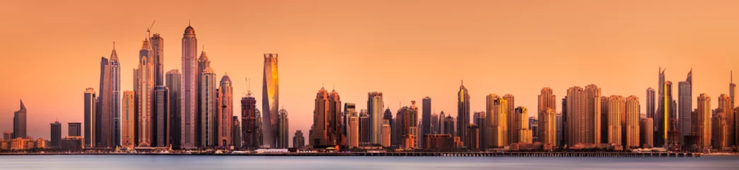 Foto op Plexiglas Dubai Marina baai uitzicht vanaf Palm Jumeirah, Verenigde Arabische Emiraten © boule1301