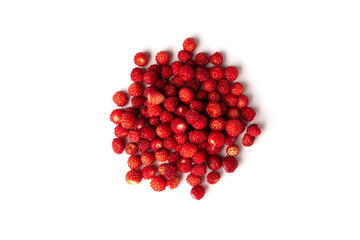 Wild strawberries isolated on white background.
