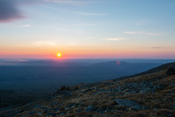 magnificent sunset in the mountains