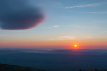 magnificent sunset in the mountains