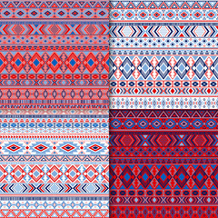 Aztec, tribal ethnic motifs geometric patterns set.