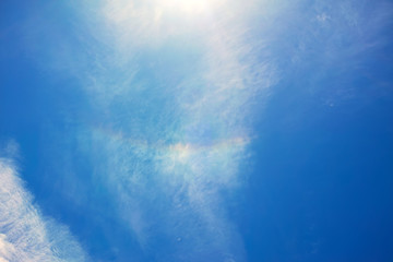 Fototapeta na wymiar 青空に白い雲と日暈