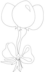 festive balloons line art isolated illustration on white background