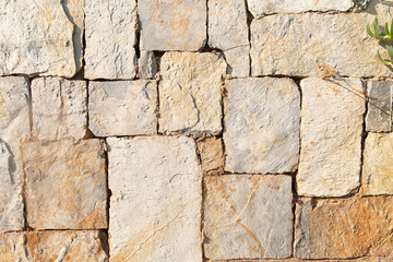 stone wall made of various stones, structure