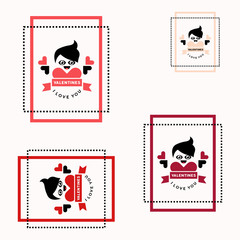 Set Of Vintage Happy Valentine's Day badges and labels, Vintage valentines day vector banners for love greeting card. Valentine posters, mother day card, red and pink hearts pattern.