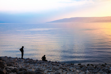 Sea of Galilee, in the evening. - obrazy, fototapety, plakaty