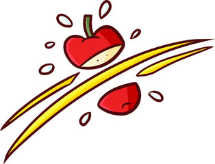 Funny and cute apple get sliced