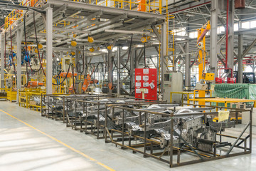 Car Assembly plant. External parts of the car
