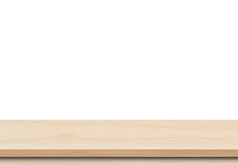 Empty wood table top on white background, Used for display or montage your products