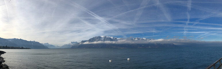 landscape with mountains and clouds