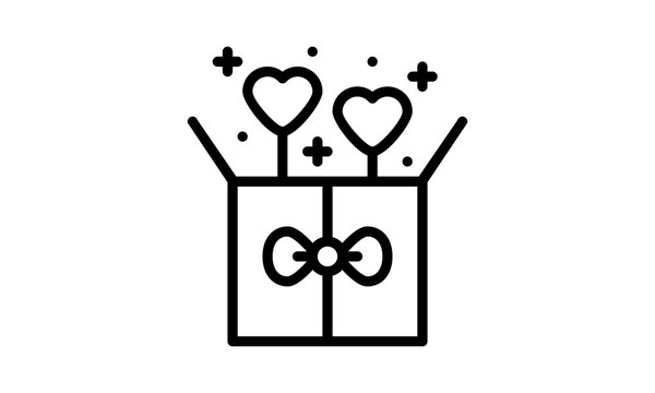  Hearts balloons with gift box isolated icon vector image