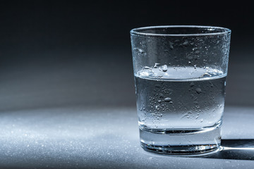 Close up of a glass with mineral water