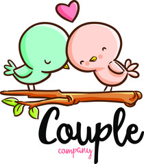 Cute and funny logo for couple bird company