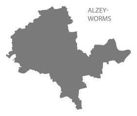 Obraz premium Alzey-Worms grey county map of Rhineland-Palatinate DE
