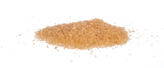 brown sugar isolated on white background.  Flat lay