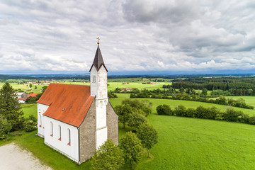 Germany, Bavaria, Allgäu, aerial view of church St. Alban