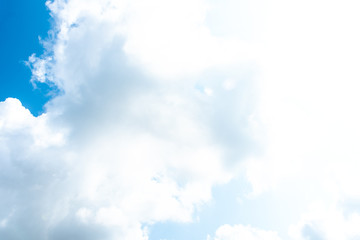 Nature Bright blue Sky with white clouds on blackground. Beautiful sky and clouds in the afternoon.