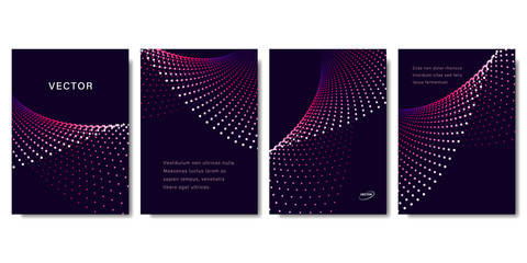 Set of Abstract Backgrounds with Colorful Dots in Red Tones. Modern Vector Illustration without Transparency.