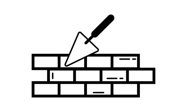 Vector icons brickwork and building trowel