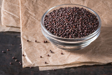 Brown Mustard Seeds in a Bowl